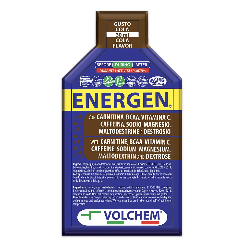 Gel energetico con caffeina pronto da bere alla cola