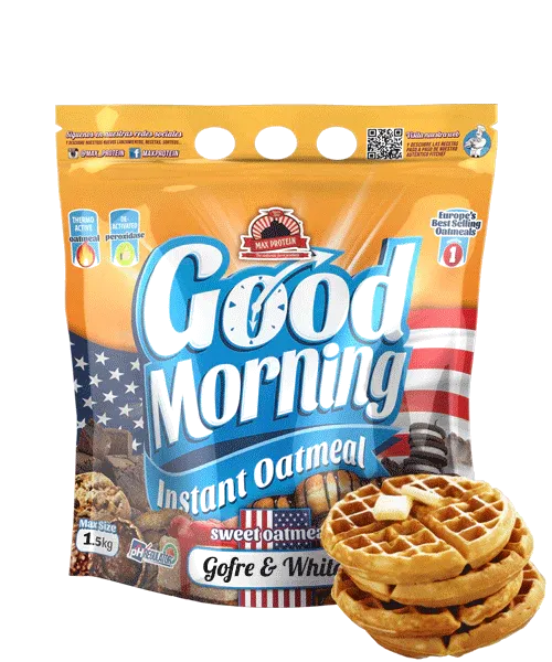 Farina di avena aromatizzata al gusto di waffle al cioccolato bianco-GOOD MORNING GOFRE WHITE CHOCO -MAX PROTEIN