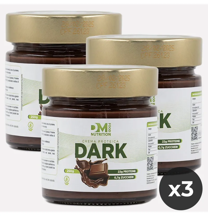 SET 3 Conf. Creme Proteiche Spalmabili al Cioccolato fondente-DARK-DM FOOD