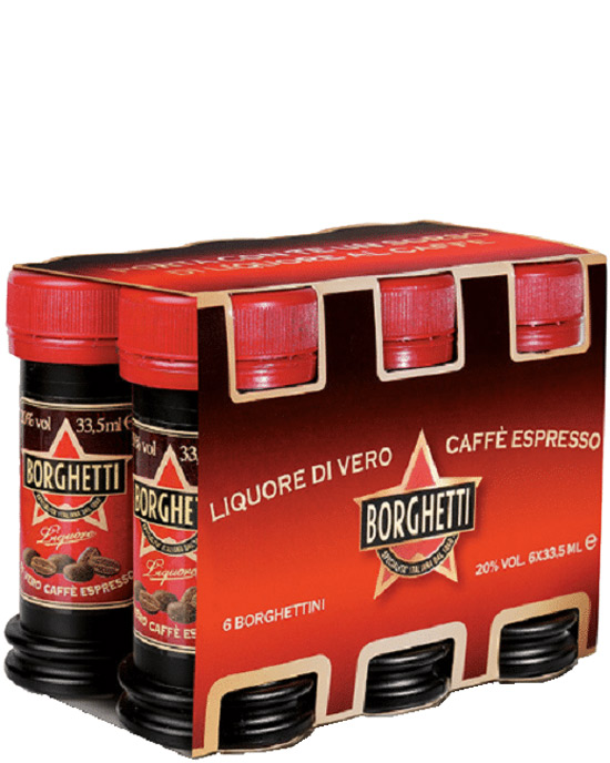 Borghetti – Liquore al Caffe – cl 3,35 x 6 bottiglie plastica Mignon