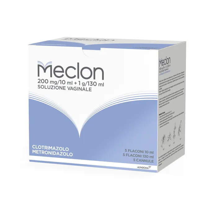 Meclon Soluzione Vaginale – 5 flaconi da 10ml+5 flaconi da 130ml+5 cannule