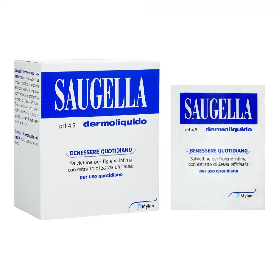 Saugella Dermoliquido Salviettine per l’Igiene Intima – 10 Salviettine Singole