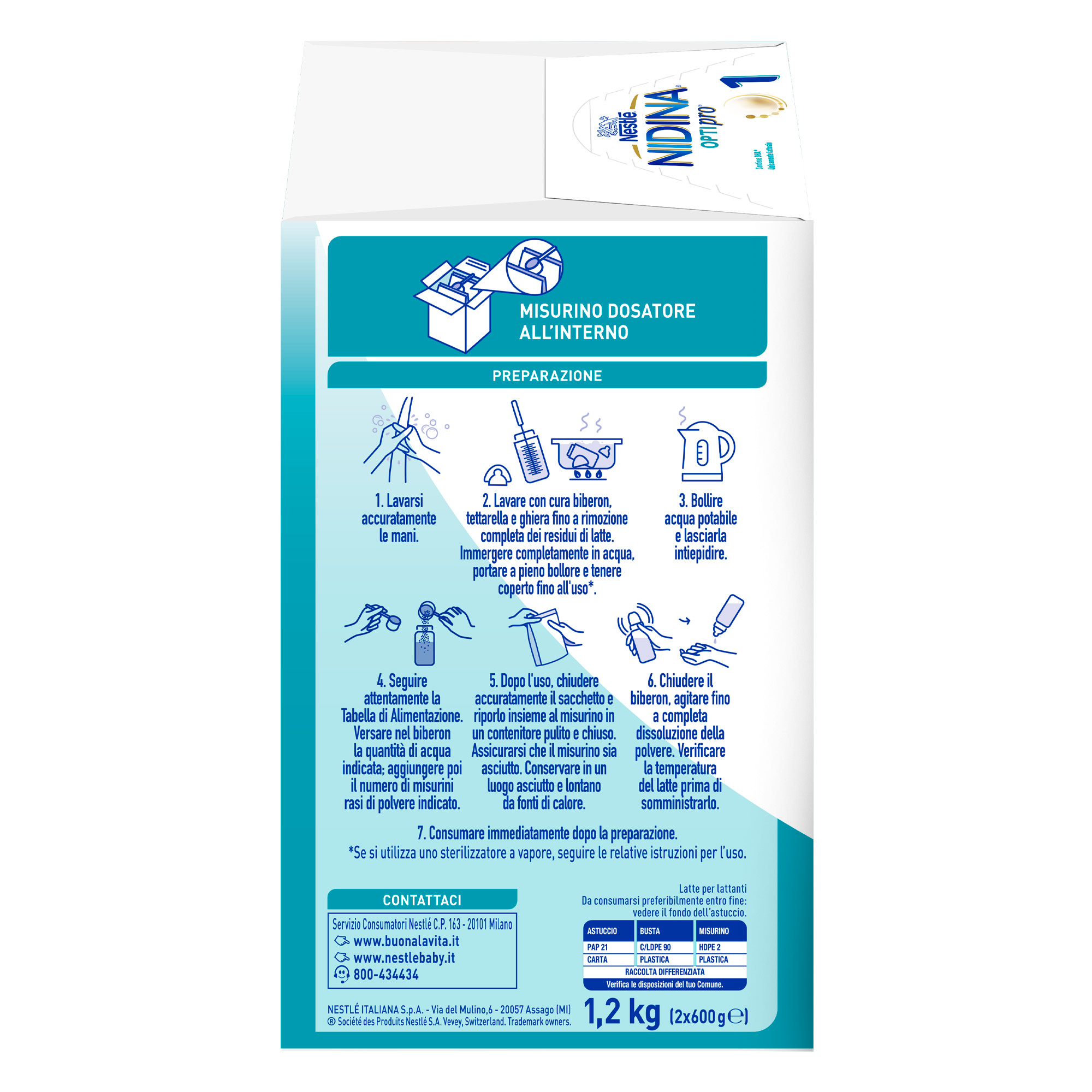 Nidina optipro 1 dalla nascita latte in polvere – 1.2 kg (2x600g) -nestlé - immagine 4
