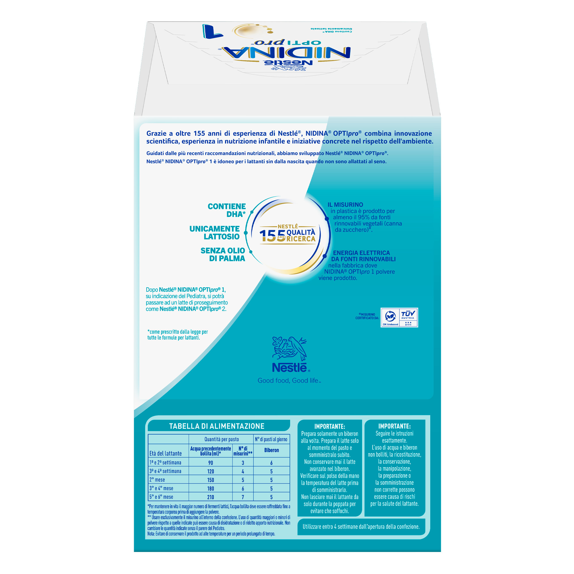 Nidina optipro 1 dalla nascita latte in polvere – 1.2 kg (2x600g) -nestlé - immagine 2